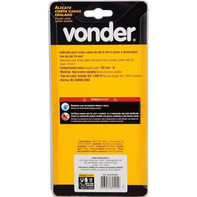 Alicate Corta Cabos 6'' Isolado 1000v Vonder
