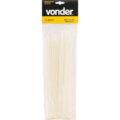 Abraçadeira De Nylon 280x4,8mm Branca Com 10 Peças Vonder