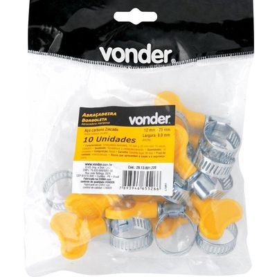 Abraçadeira Borboleta 12 Mm à 20 Mm Com 10 Peças Vonder