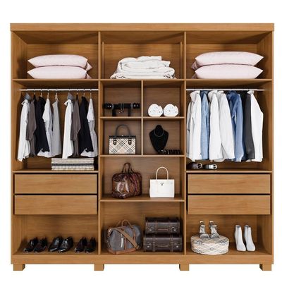 Guarda Roupa Lisboa 6 Portas Ripado 4 Gavetas 10 Prateleiras Cinamomo Off