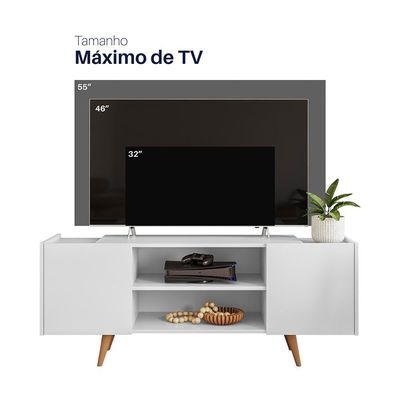 Bancada River Para Tv Até "55 2 Portas - Colibri - Branco Fosco Branco Fosco