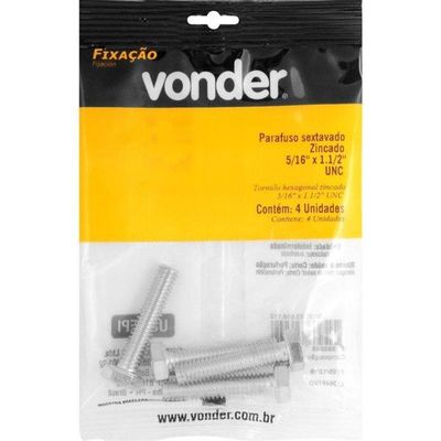 Parafuso Sextavado Zincado 5-16'' X 1.1-2'' Unc Vonder