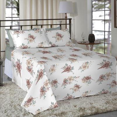 Jogo de Cama King Size 100% Algodão 180 Fios Nova América - 7898