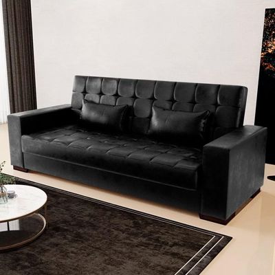 Sofá Cama Para Sala De Estar Lisboa Couríssimo Preto - Ibiza