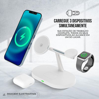 Carregador Wireless Dock 3 em 1 - Branco - Gshield
