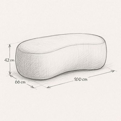 Puff Redondo Orgânico Moderno Feijão Sala Quarto Recpção Luxo 100cm Cor Bege