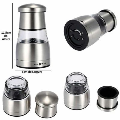 Mini Moedor Manual Pimenta Ou Sal Em Aço Inox E Acrilico
