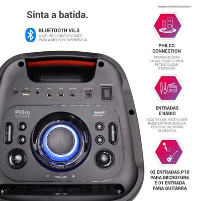 Caixa De Som Amplificada Philco Full Led 2000W PCX10101 Bivolt