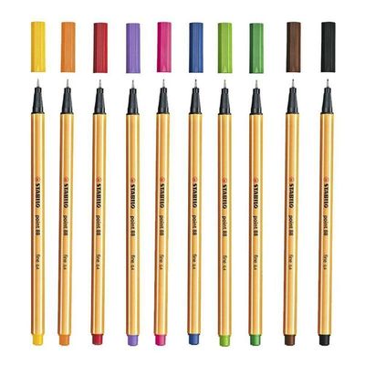 Kit Caneta Fineliner 0.4mm Point 88 10 Cores - Stabilo