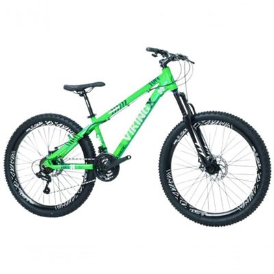 Bicicleta Vikingx Aro 26 Câmbios Shimano 21v Verde Neon Com Capacete