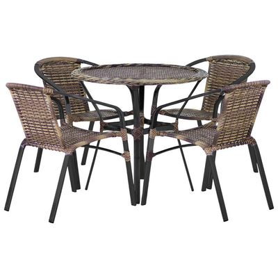 4 Cadeiras E Mesa Floripa Tampo Tramado Alumínio Trama Cappuccino