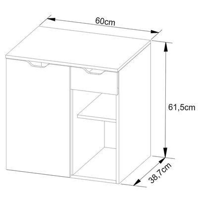 Gabinete De Banheiro 60 Cm 1 Porta Com Cuba Romana Mármore Branco