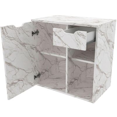 Gabinete De Banheiro 60 Cm 1 Porta Com Cuba Romana Mármore Branco