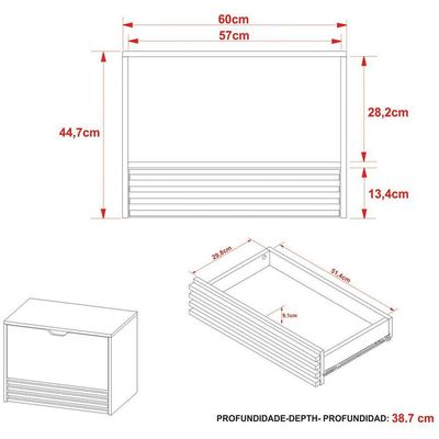 Kit Gabinete E Espelheira De Banheiro 60 Cm Sâmia Amêndoa