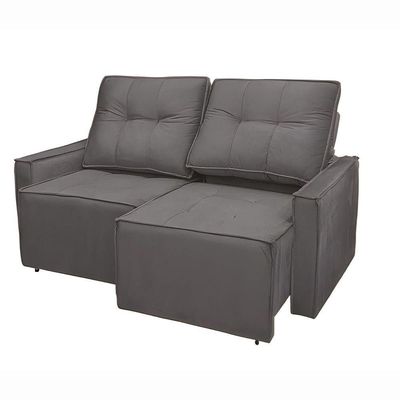 Sofá Retrátil Reclinável 2 Lugares Para Recepção Suede Cinza