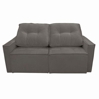 Sofá Retrátil Reclinável 2 Lugares Para Sala Suede Cinza