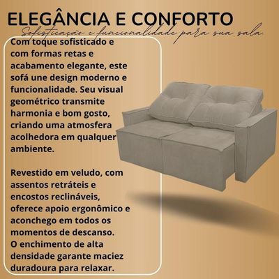 Sofá Retrátil Reclinável 2 Lugares Para Sala Suede Cinza