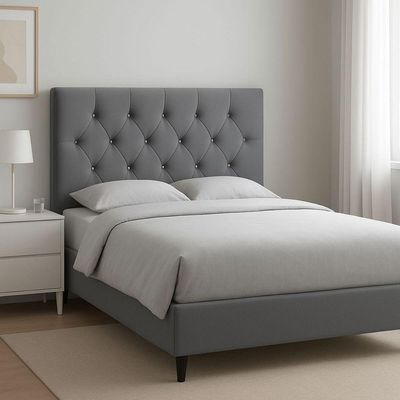 Cabeceira De Cama Box King 195 Cm Mariana Com Frame Suede Cinza