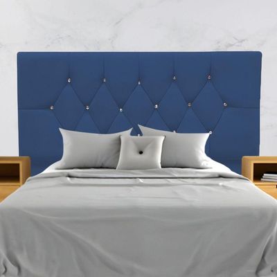 Cabeceira De Cama Box King 195 Cm Mariana Com Frame Suede Azul Marinho