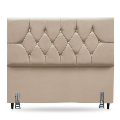 Cabeceira De Cama Box King 195 Cm Mariana Com Frame Suede Bege