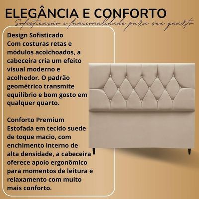 Cabeceira De Cama Box King 195 Cm Mariana Com Frame Suede Bege