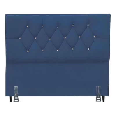 Cabeceira Estofada Solteiro 90 Cm Laís Com Frame Suede Azul Marinho