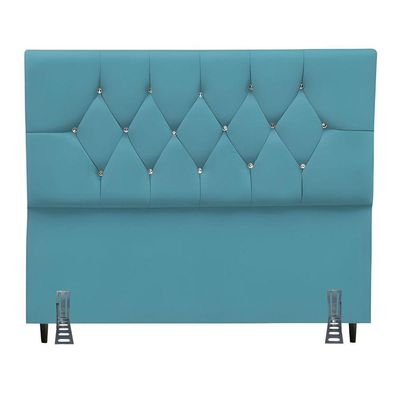 Cabeceira Para Cama Casal Queen 160 Cm Olívia E Frame Suede Cor:azul Turquesa