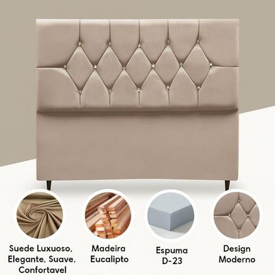 Cabeceira Para Cama Casal 140 Cm Melisse Com Frame Suede Cor:azul Turquesa