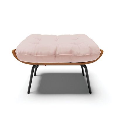 Puff Costela Veludo Base Metálica Preto - D'Rossi Cor Rose