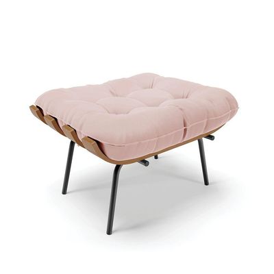 Puff Costela Veludo Base Metálica Preto - D'Rossi Cor Rose