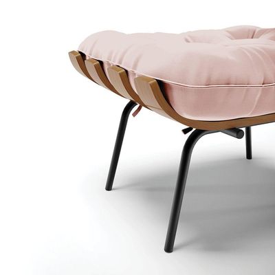 Puff Costela Veludo Base Metálica Preto - D'Rossi Cor Rose