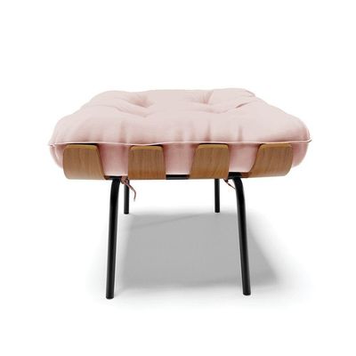 Puff Costela Veludo Base Metálica Preto - D'Rossi Cor Rose