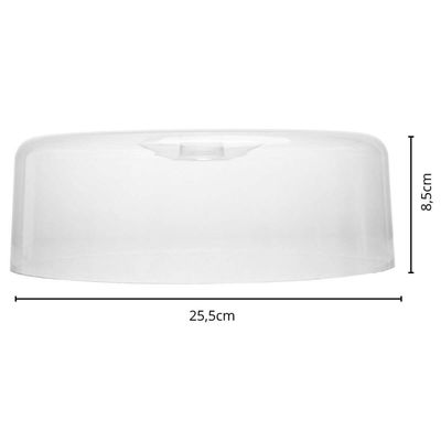 Cúpula para Bolo 25,5cm Acrílico Tampa Boleira Transparente Redonda Lyor