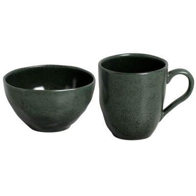 Conjunto Caneca 273ml e Bowl Orgânico 558ml Arauco Porto Brasil Verde Cozinha Servir Café Chá Caldo