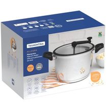 Pipoqueira Aço Inox Fundo Triplo Tramontina Allegra 5,6L Com Tampa de Vidro