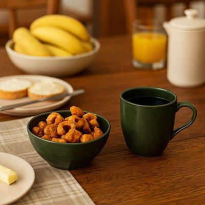 Conjunto Caneca 273ml e Bowl Orgânico 558ml Arauco Porto Brasil Verde Cozinha Servir Café Chá Caldo