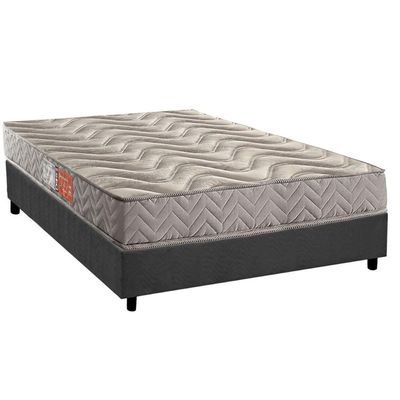 Conjunto Box Casal: Colchão Espuma Paropas Pasquale Gray + Base CRC Suede Gray (138x188)
