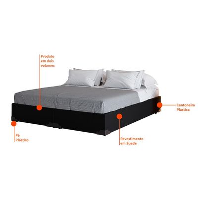 Base para Cama Box Queen Joe Suede (36x158x198) Preta