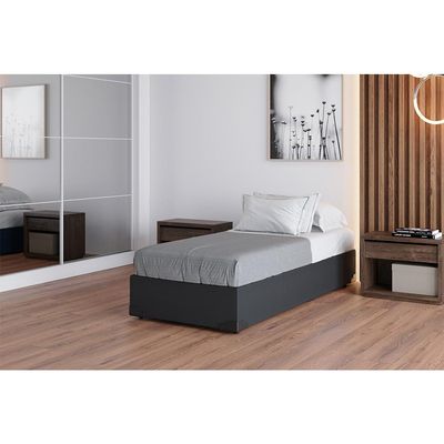 Base para Cama Box Solteiro Joe Suede (36x88x188) Grafite