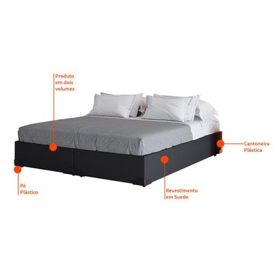 Base para Cama Box Queen Joe Suede (36x158x198) Grafite