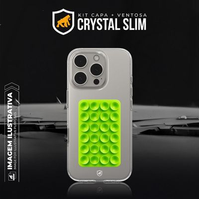 Kit Capa Crystal Slim para iPhone 17 Pro Max +  Ventosa - Verde - Gshield