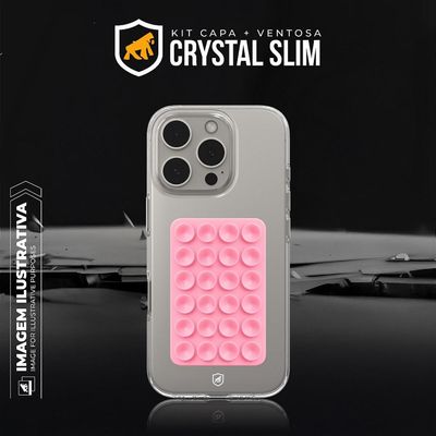 Kit Capa Crystal Slim para iPhone 17 Pro Max +  Ventosa - Rosa - Gshield