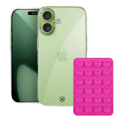 Kit Capa Crystal Slim para iPhone 17 +  Ventosa - Rosa - Gshield