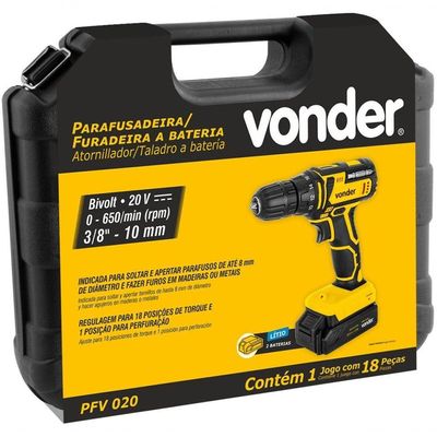 Parafusadeira Impacto Bateria 3-8'' 20V Biv Pfv 020i Vonder