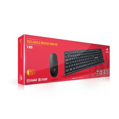 Kit Teclado E Mouse Wireless (s- Fio) C3tech K-w20bk 1000dpi Abnt2 - Preto