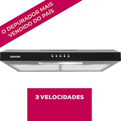 Depurador E Exaustor De Ar Slim 60 Cm Preto Suggar 220V