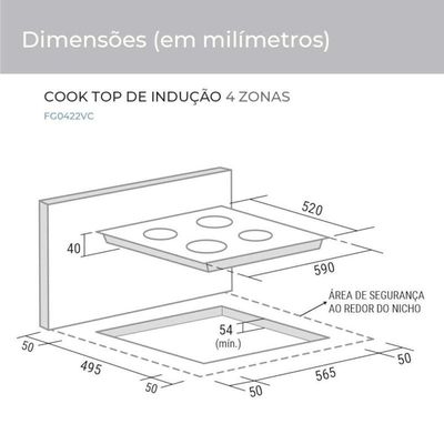 Cooktop De Indução 4 Zonas De Aquecimento Suggar 220V