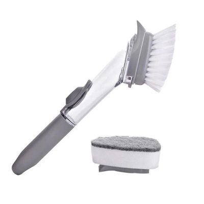 Escova De Limpeza 2 Em 1 Dispenser Detergente Lava Louça