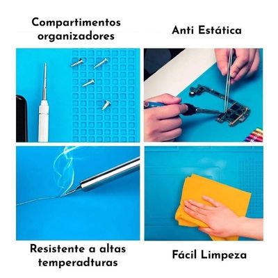 Manta Antiestática Magnética Silicone Bancada Manutenção Estação De Trabalho Grande 45 X 30 Cm