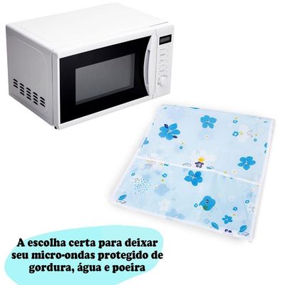 Capa Protetora Para Microondas Forno Eletrico Eletrodomesticos 85x35cm Flor Azul